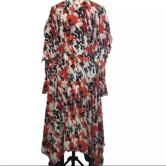 Roberto Cavalli Silk Dress SIze 40 Womens US 4 Multicolor Long Sleeve Asymmetric - Picture 5 of 12